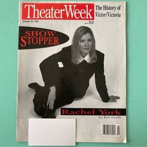 Rachel York Victor/Victoria Theater Week Magazine October 30 1995 Label Attached